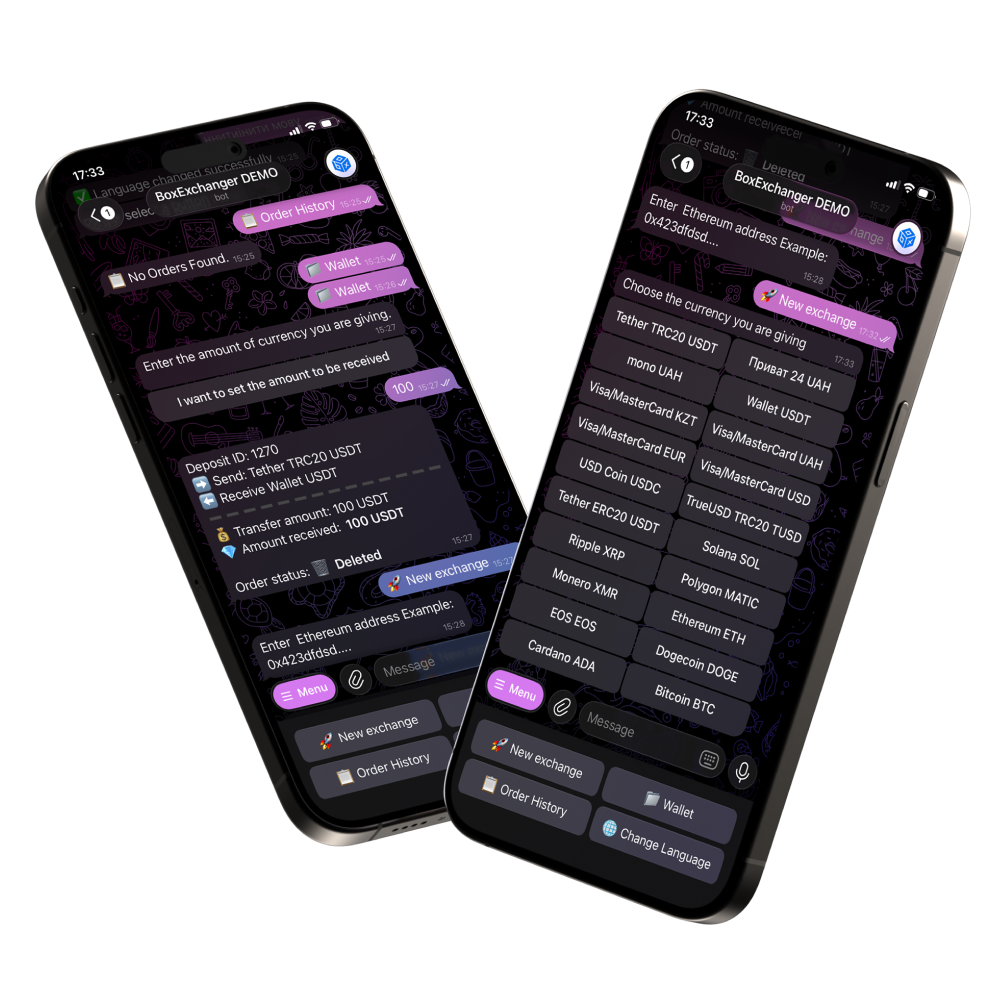 
                             
                             Telegram bot boxexchanger