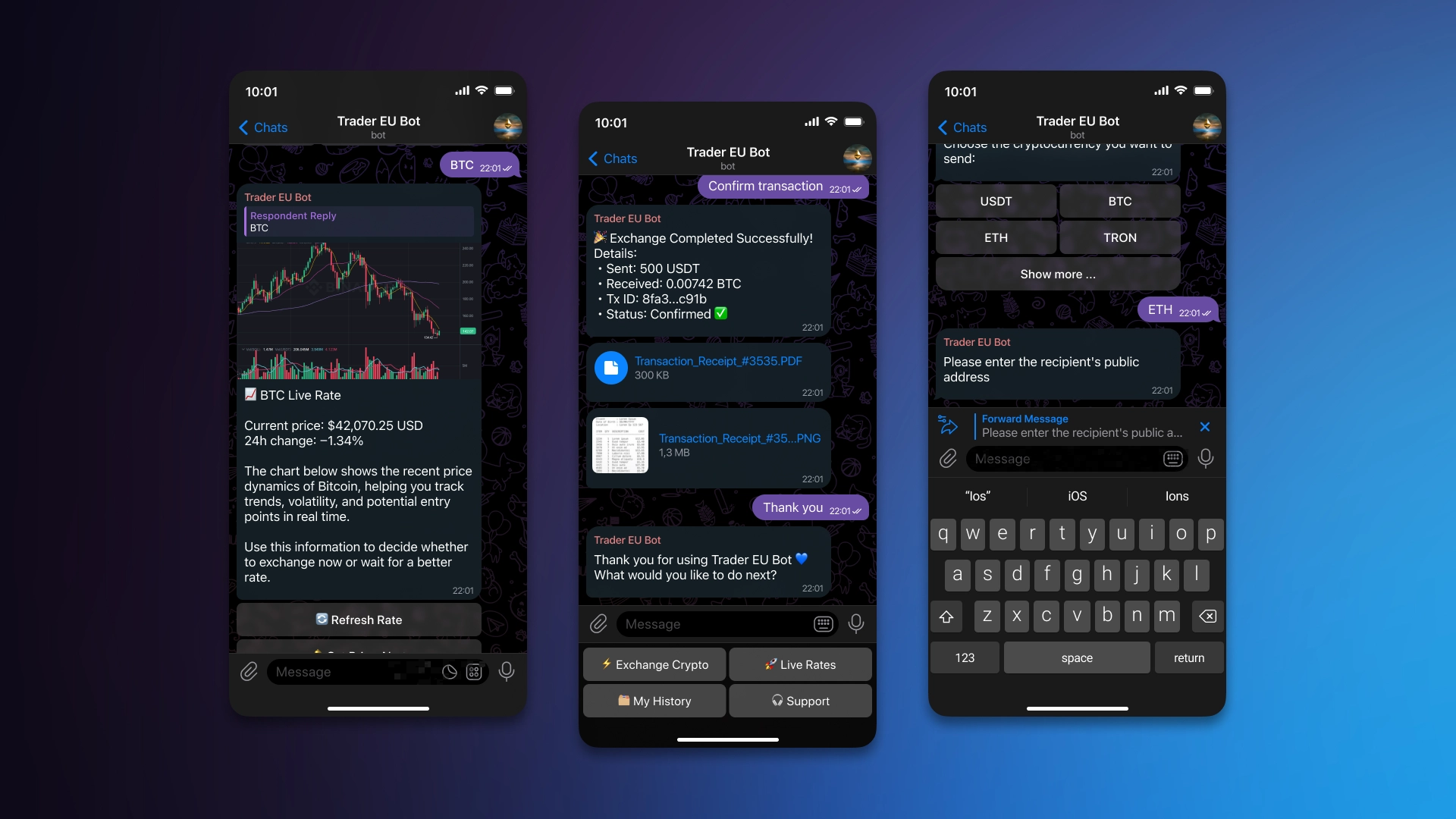 Бот для обміну криптовалют у Telegram