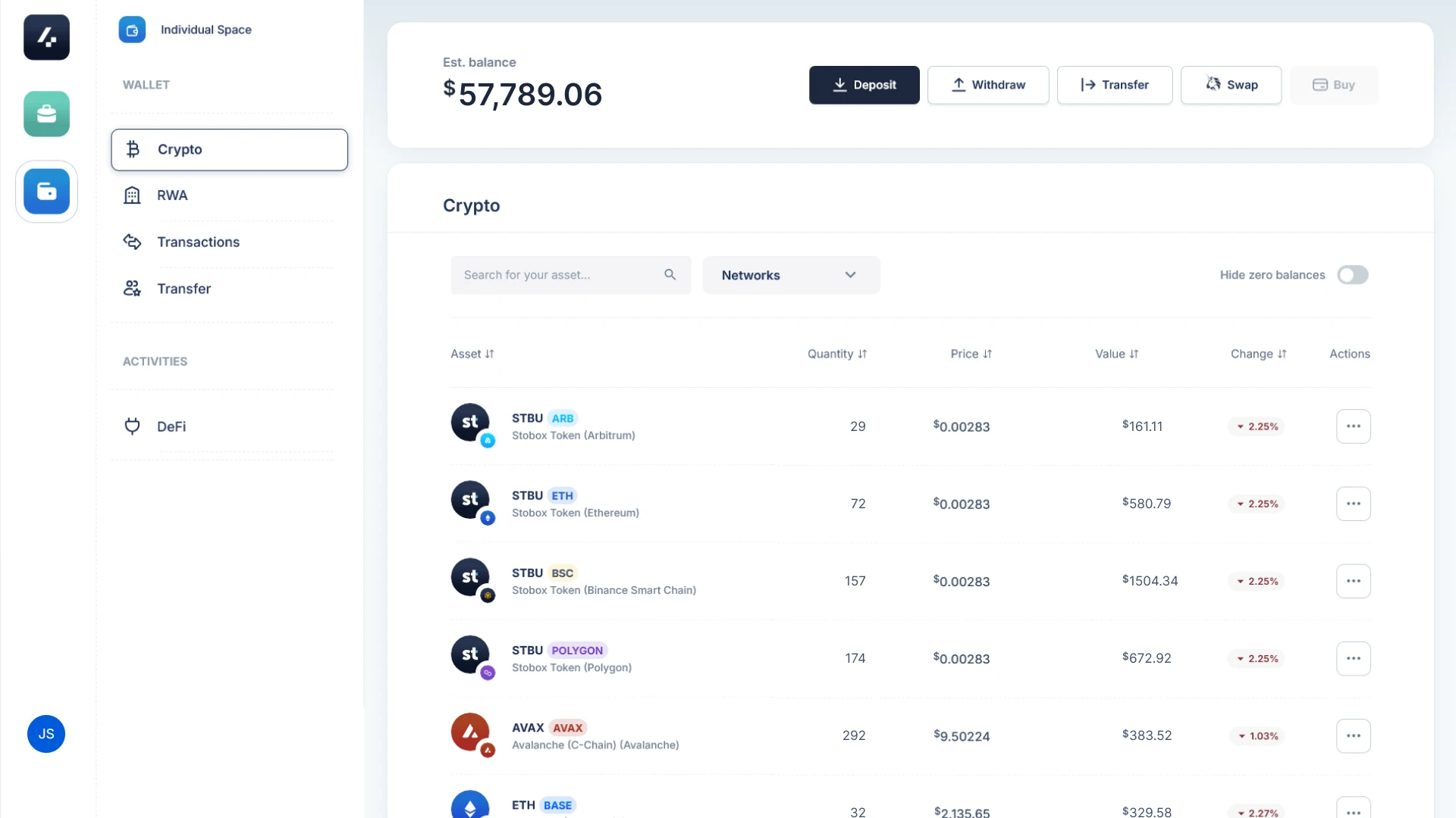 Asset tokenization platform interface with digital securities management