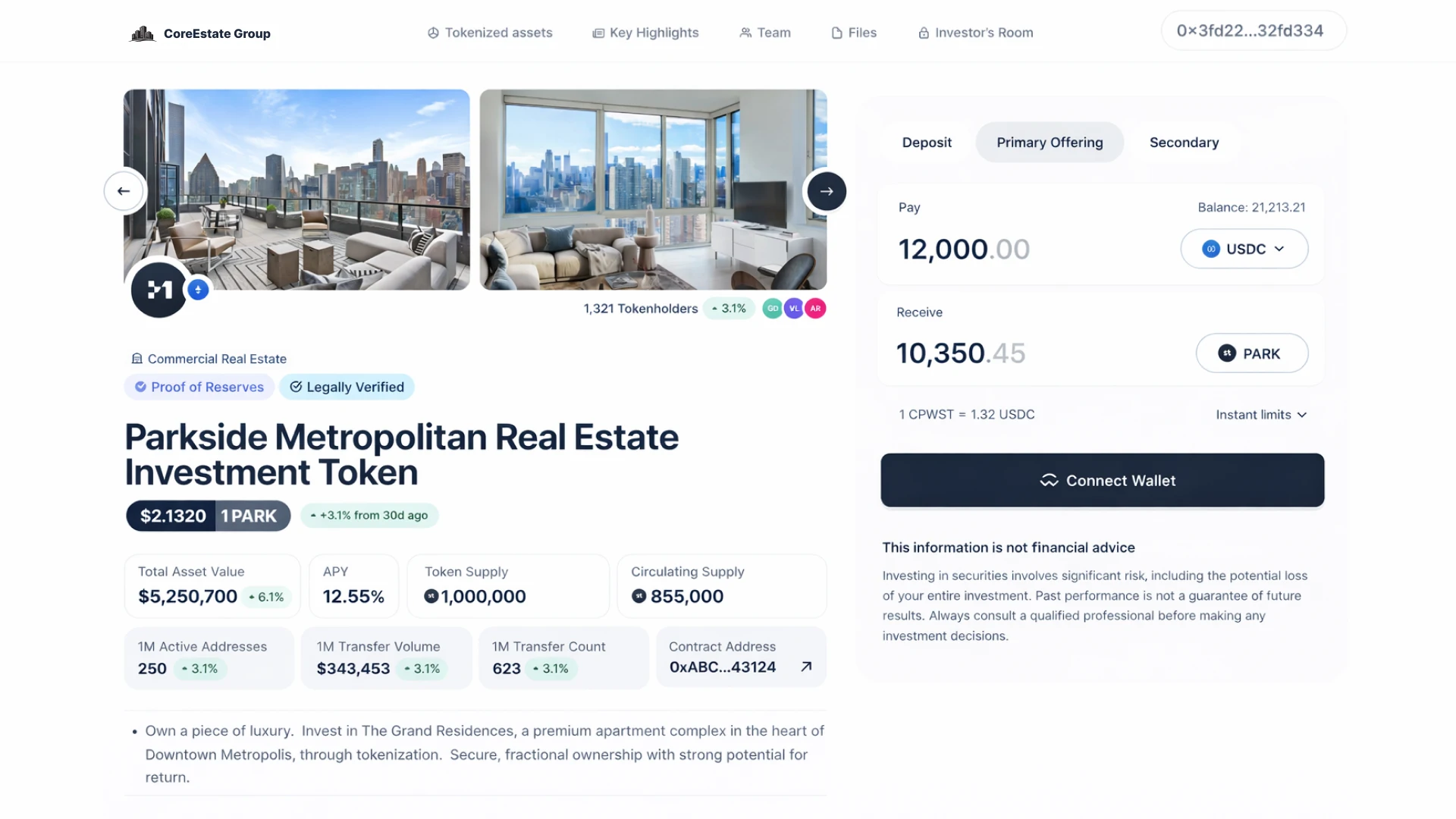 Investor portal in an asset tokenization platform based on Stobox