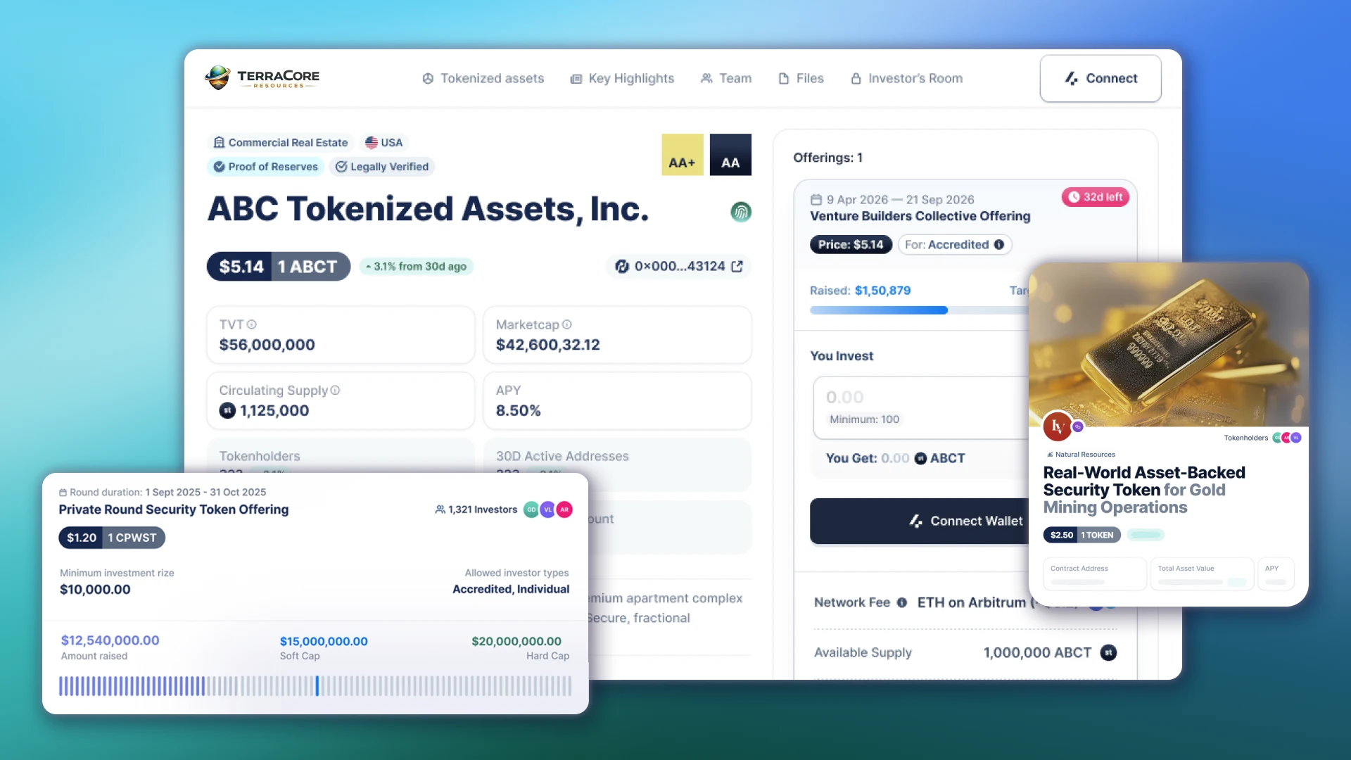 Online platform for tokenization of commodity assets with investor portal integration