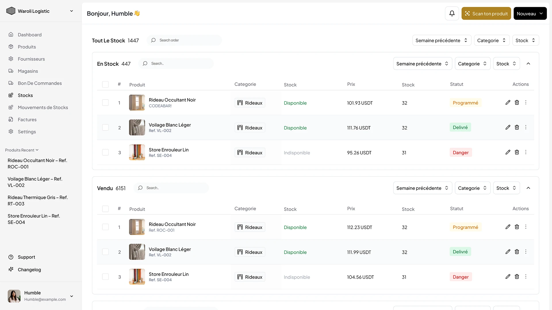 ERP for curtain sales inventory management for products