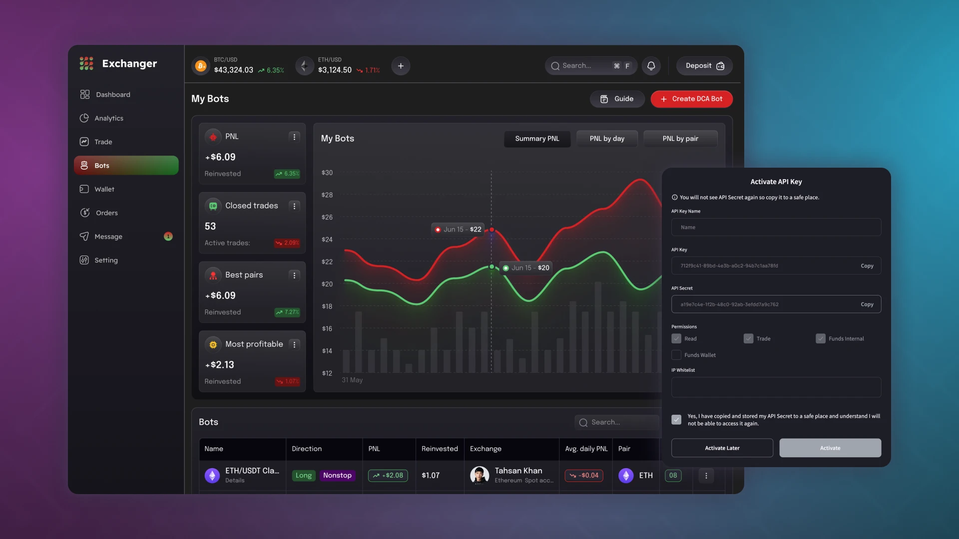 Integration of arbitrage bot with crypto exchange API